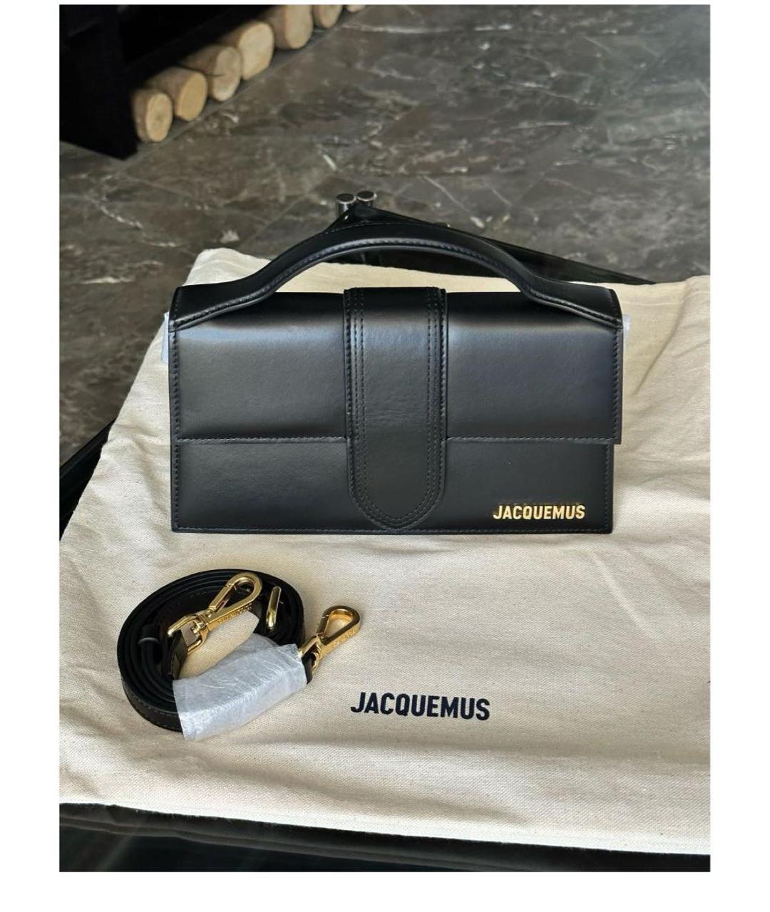 JACQUEMUS Черная кожаная сумка с короткими ручками, фото 2