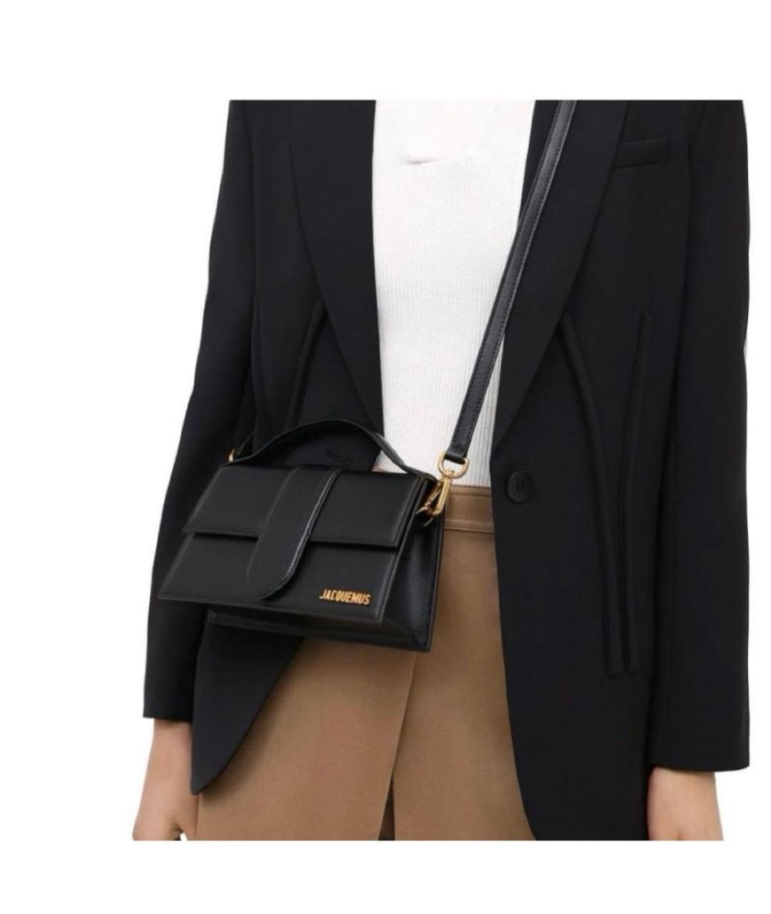 JACQUEMUS Черная кожаная сумка с короткими ручками, фото 8