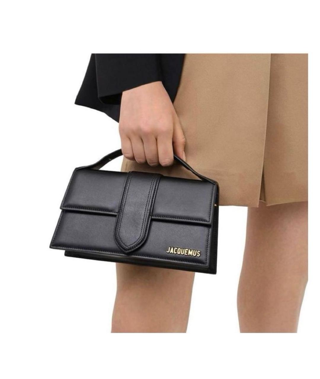 JACQUEMUS Черная кожаная сумка с короткими ручками, фото 7