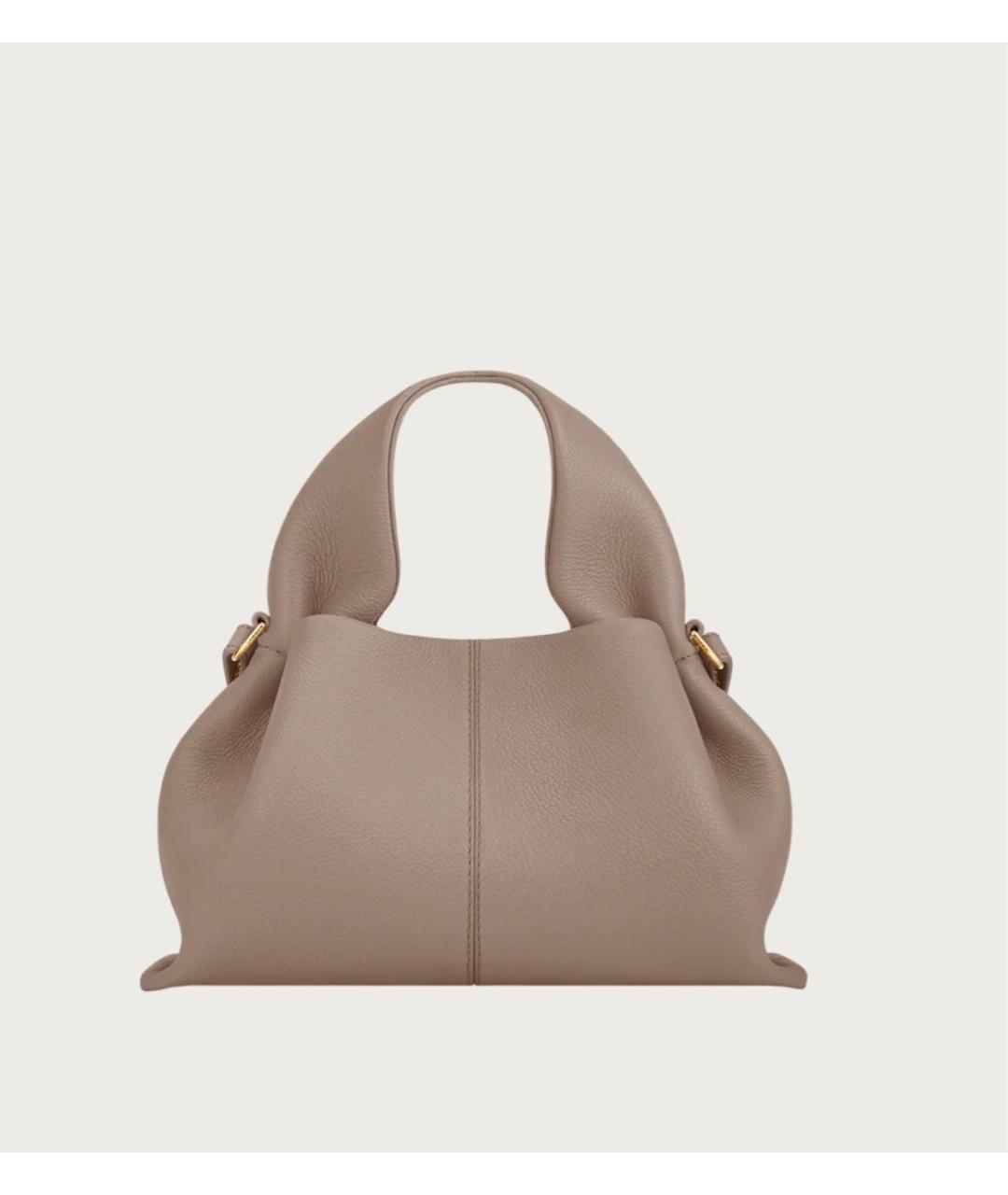 POLENE Бежевая кожаная сумка через плечо, фото 9