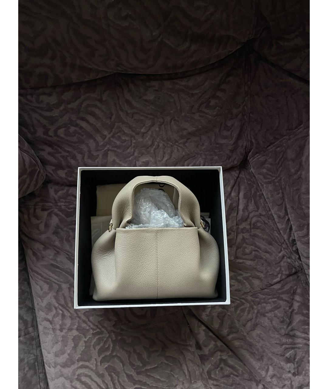 POLENE Бежевая кожаная сумка через плечо, фото 2