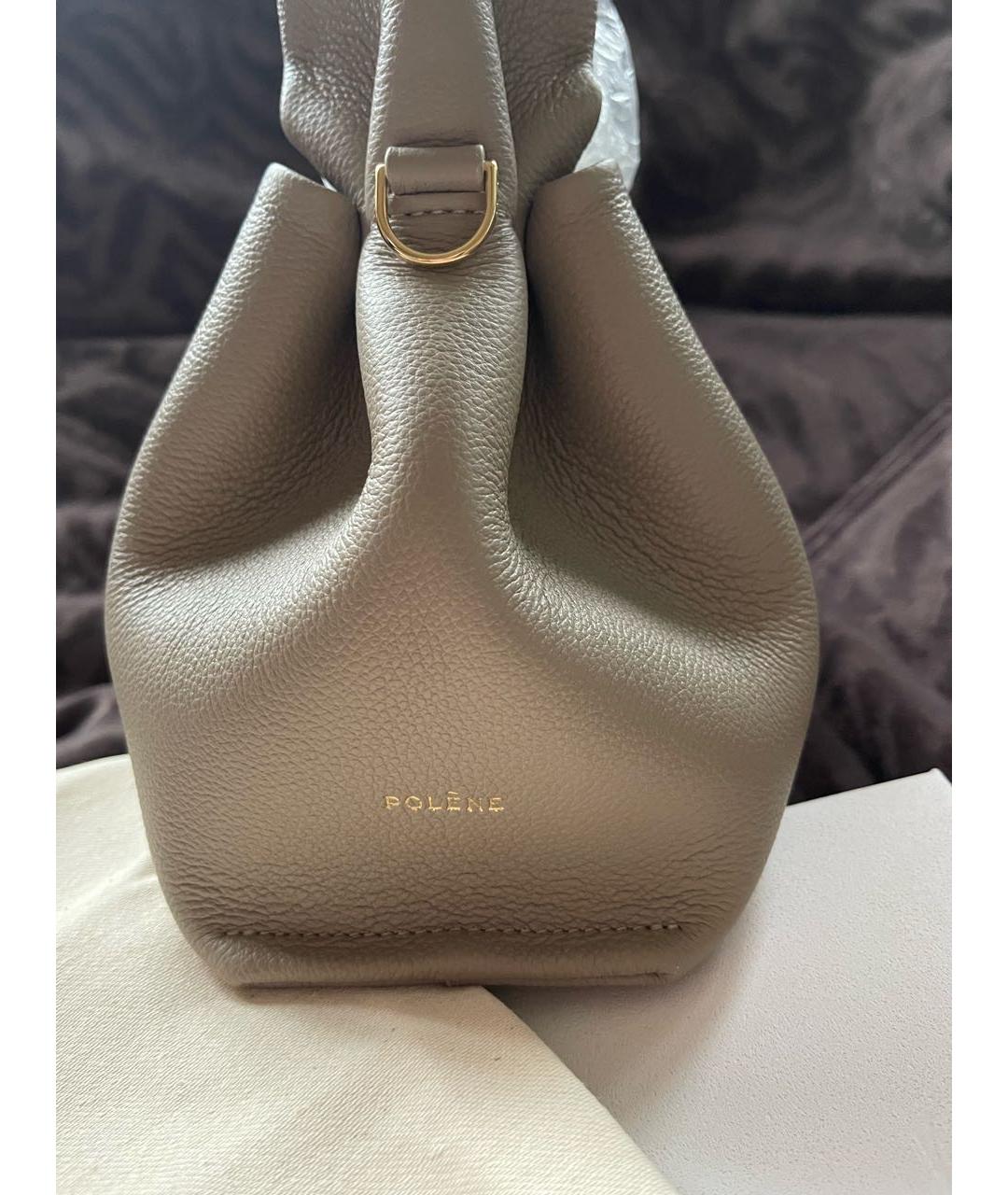POLENE Бежевая кожаная сумка через плечо, фото 4