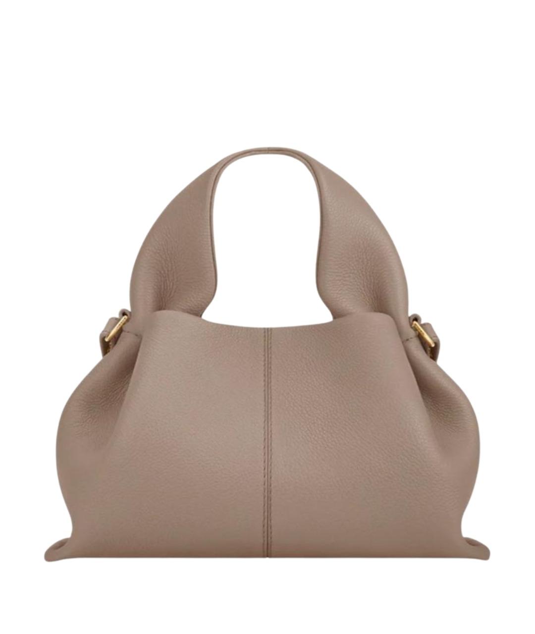 POLENE Бежевая кожаная сумка через плечо, фото 1