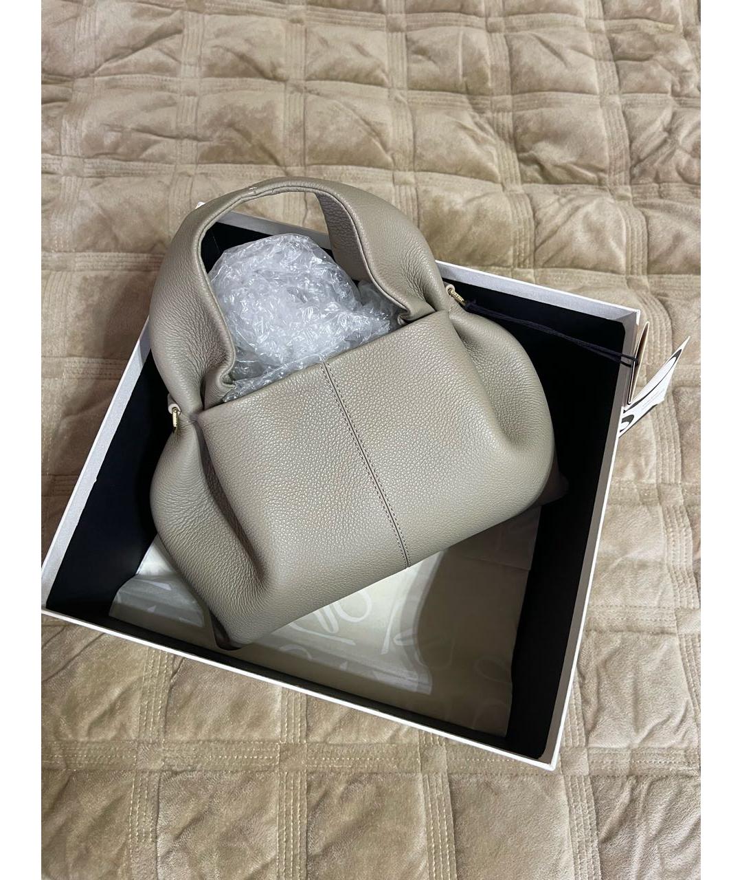 POLENE Бежевая кожаная сумка через плечо, фото 3