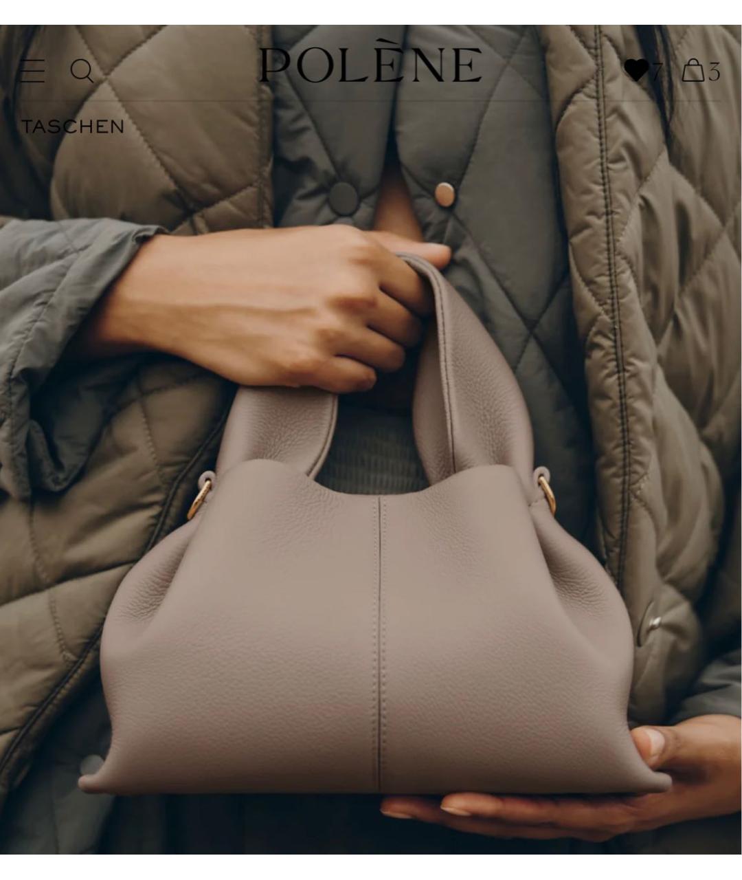 POLENE Бежевая кожаная сумка через плечо, фото 6