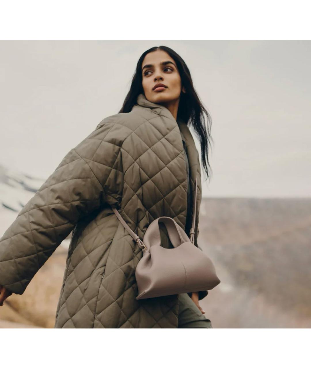 POLENE Бежевая кожаная сумка через плечо, фото 5