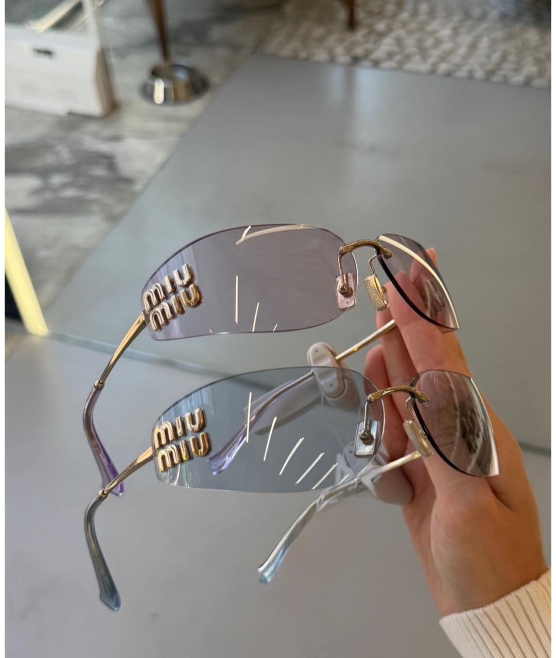 MIU MIU Голубые металлические солнцезащитные очки, фото 4