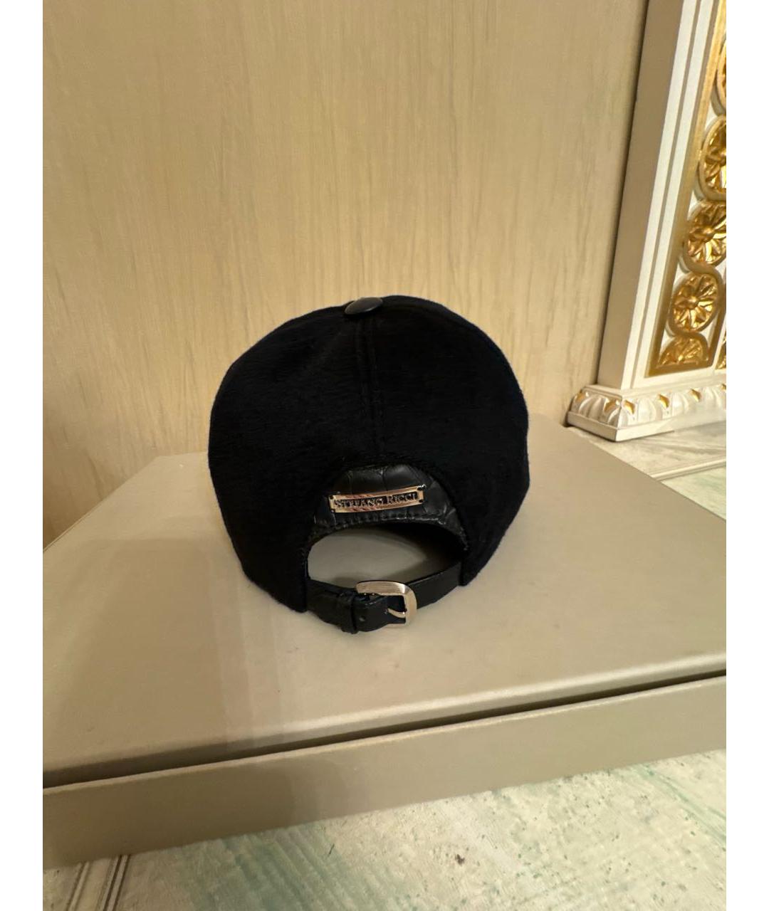 STEFANO RICCI Черная кашемировая кепка/бейсболка, фото 3
