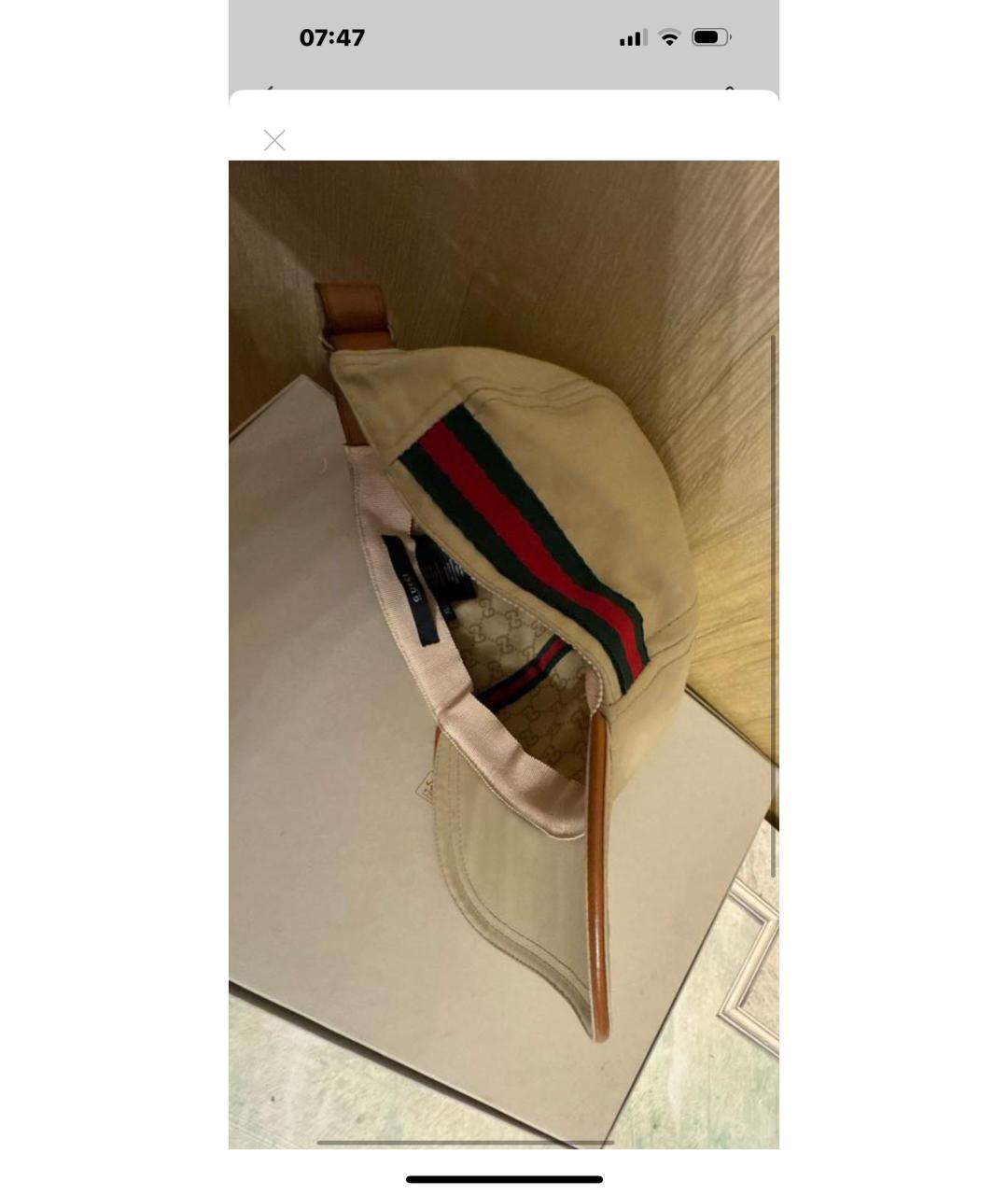 GUCCI Бежевая хлопковая кепка/бейсболка, фото 5