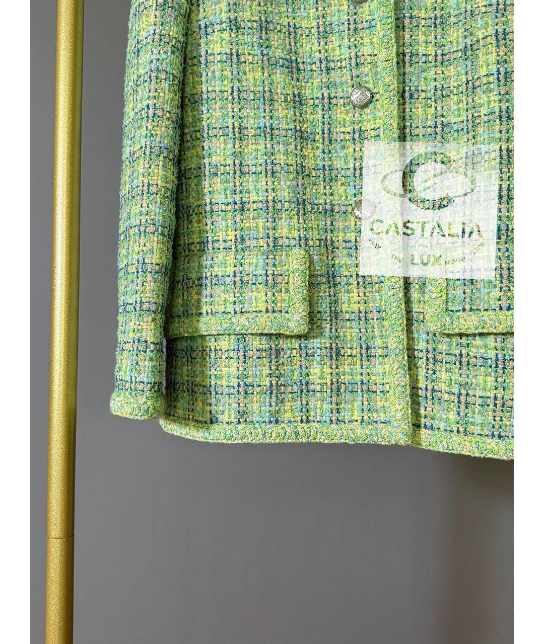 CHANEL Зеленый твидовый жакет/пиджак, фото 7