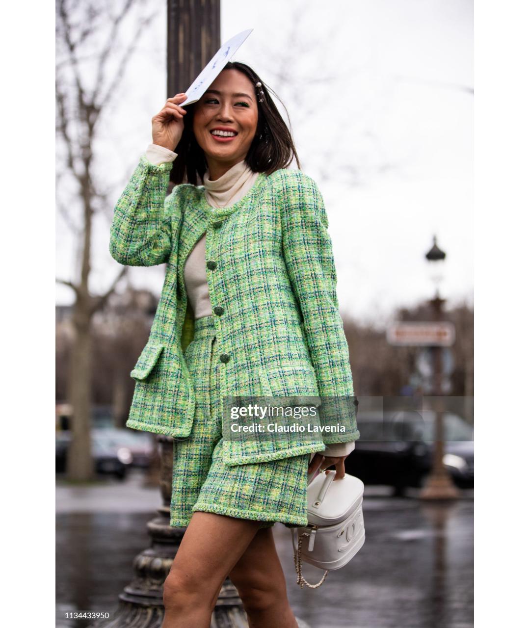 CHANEL Зеленый твидовый жакет/пиджак, фото 2