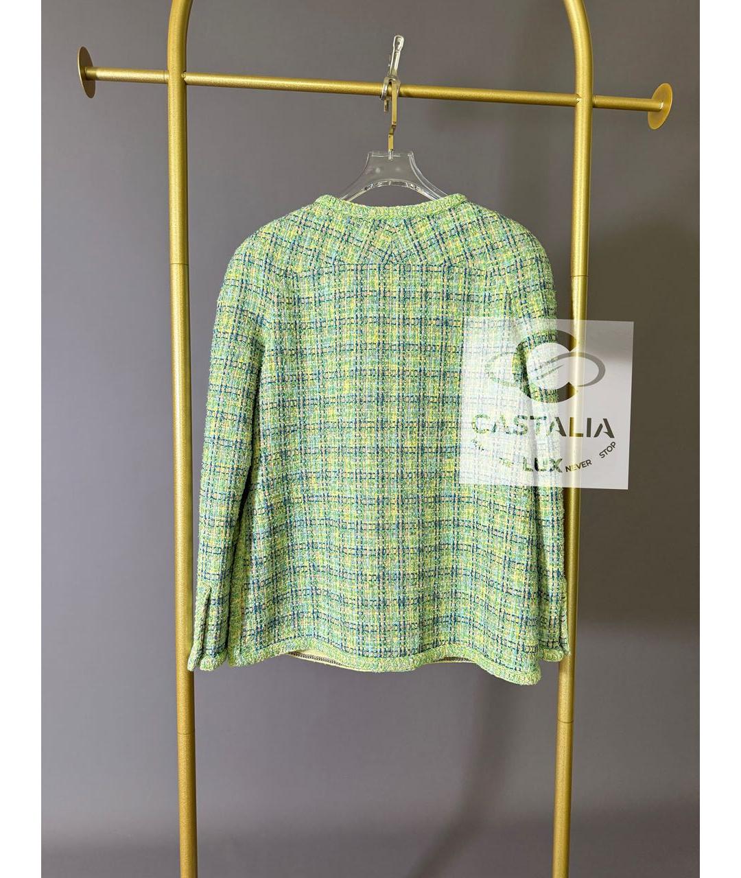 CHANEL Зеленый твидовый жакет/пиджак, фото 8