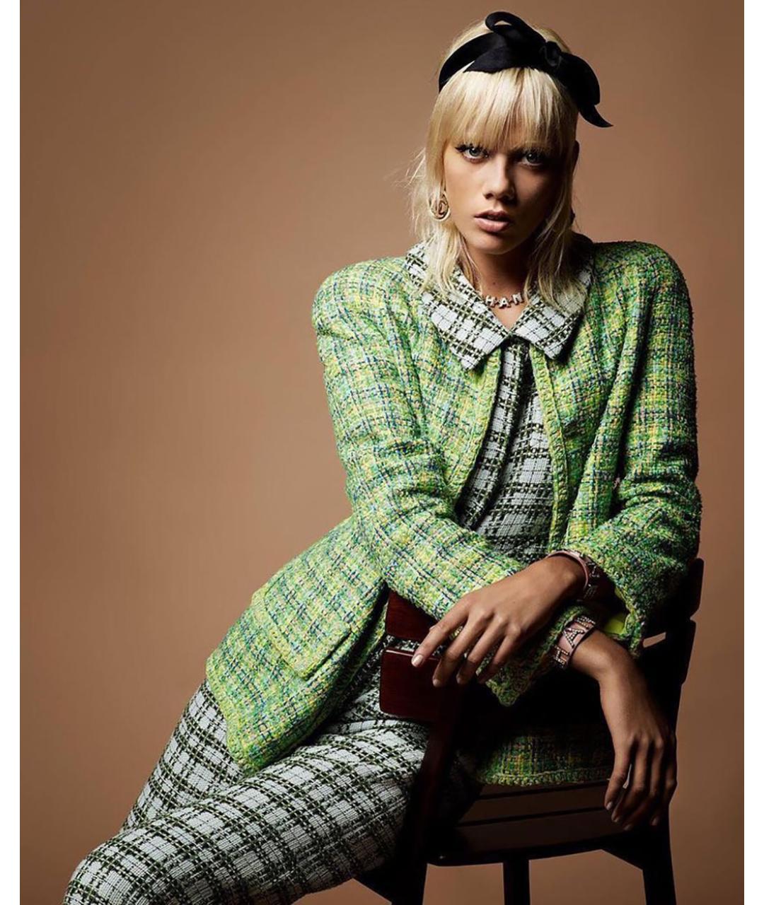 CHANEL Зеленый твидовый жакет/пиджак, фото 4