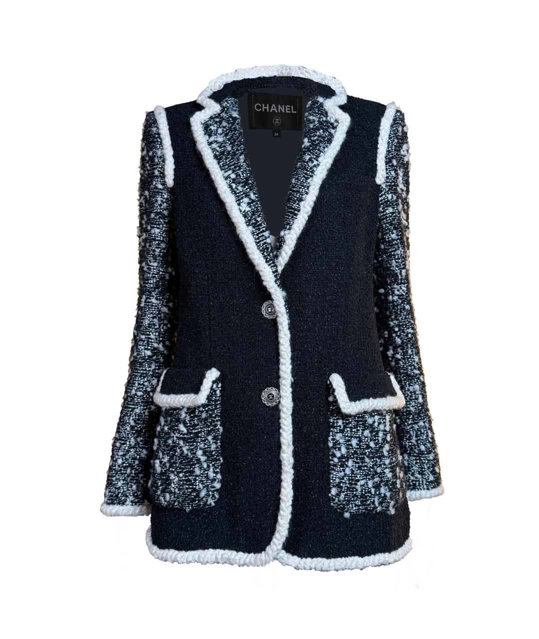 CHANEL Черный твидовый жакет/пиджак, фото 1