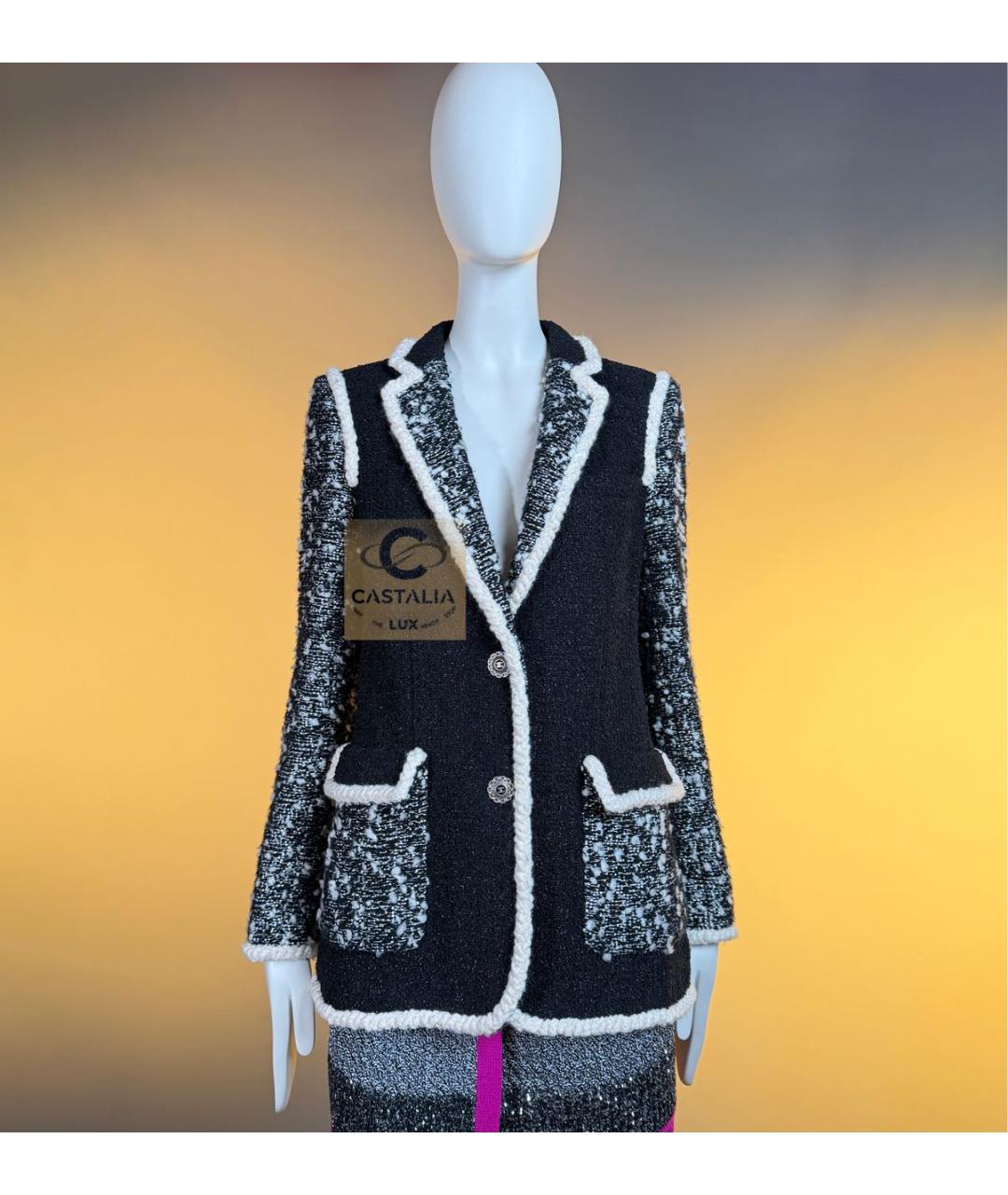 CHANEL Черный твидовый жакет/пиджак, фото 6