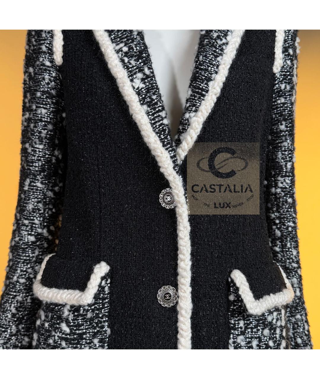 CHANEL Черный твидовый жакет/пиджак, фото 7