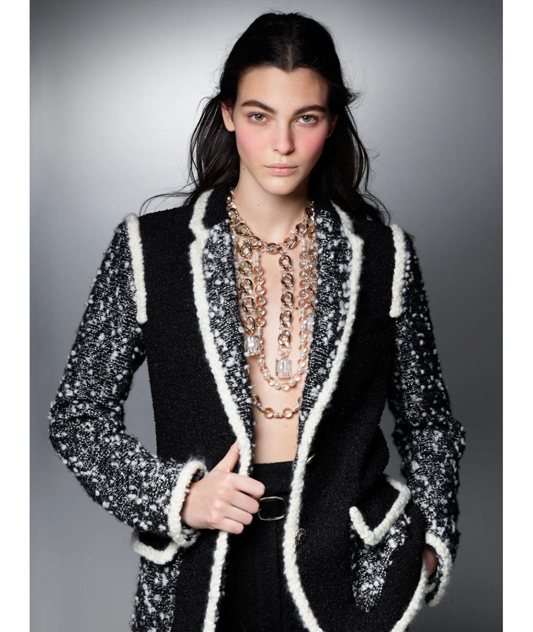 CHANEL Черный твидовый жакет/пиджак, фото 2