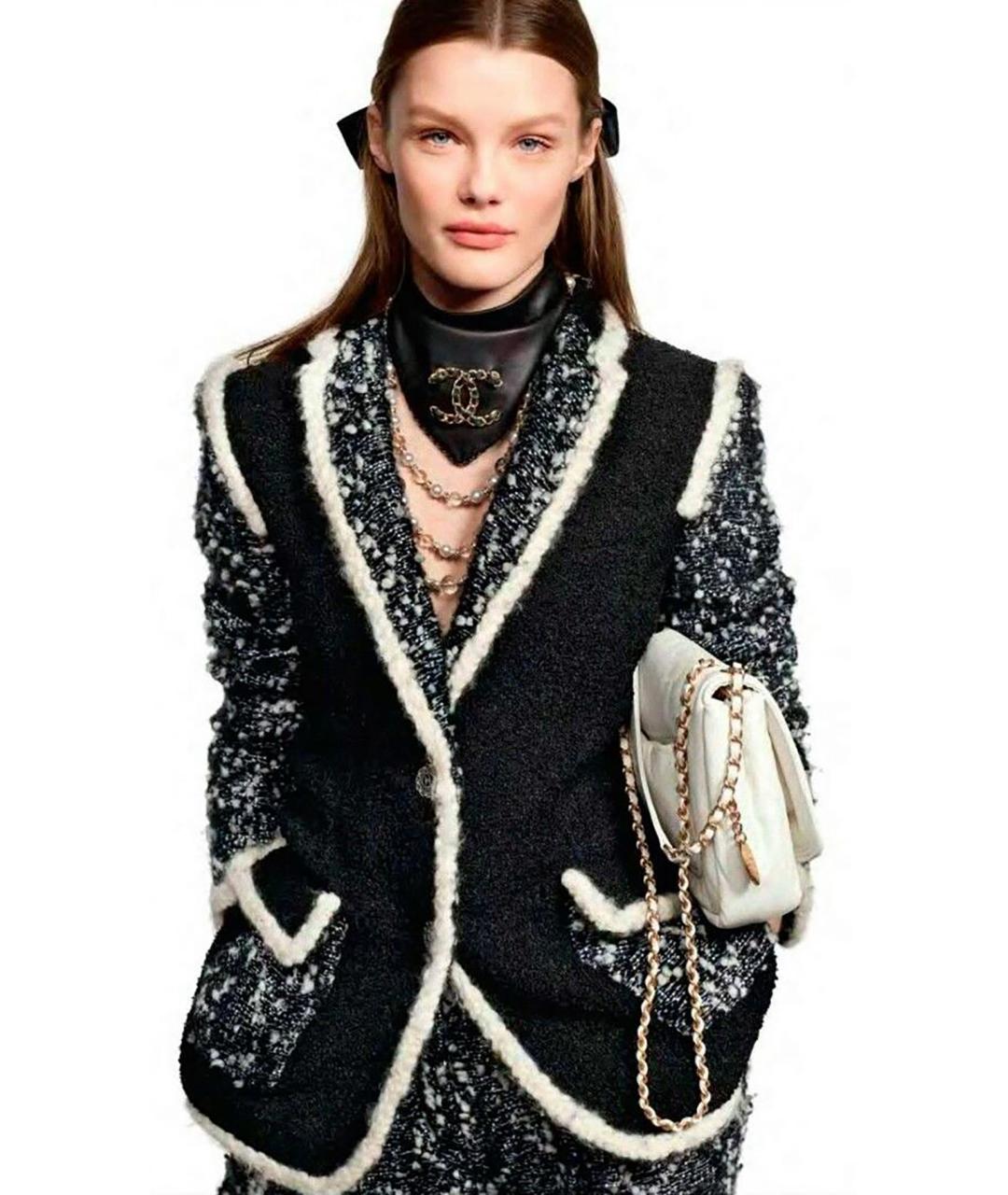 CHANEL Черный твидовый жакет/пиджак, фото 4