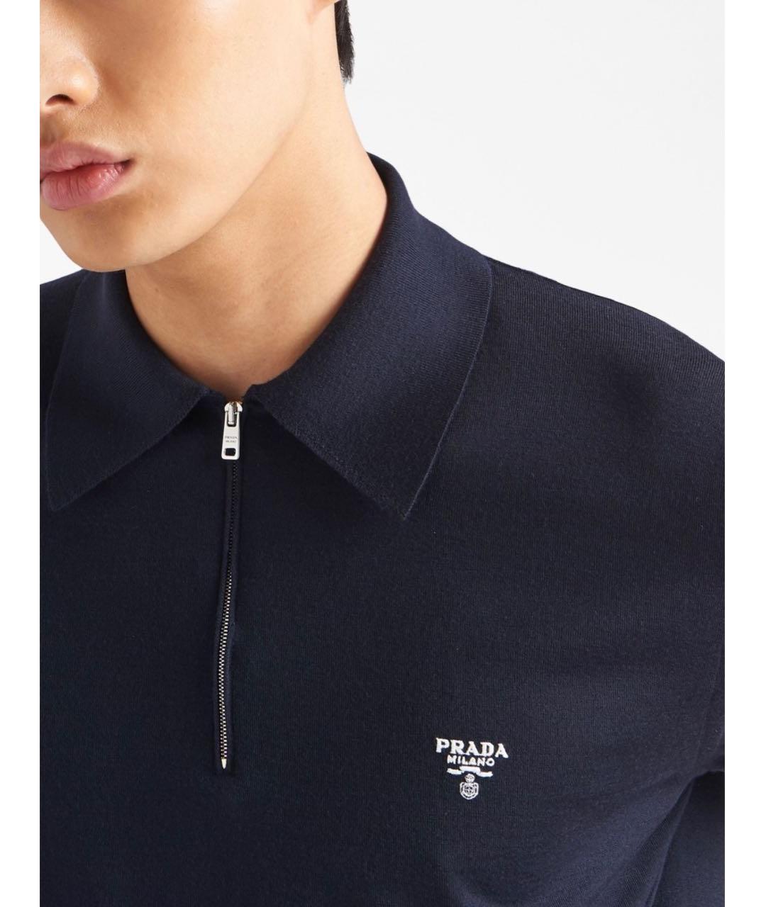 PRADA Темно-синее поло с коротким рукавом, фото 3