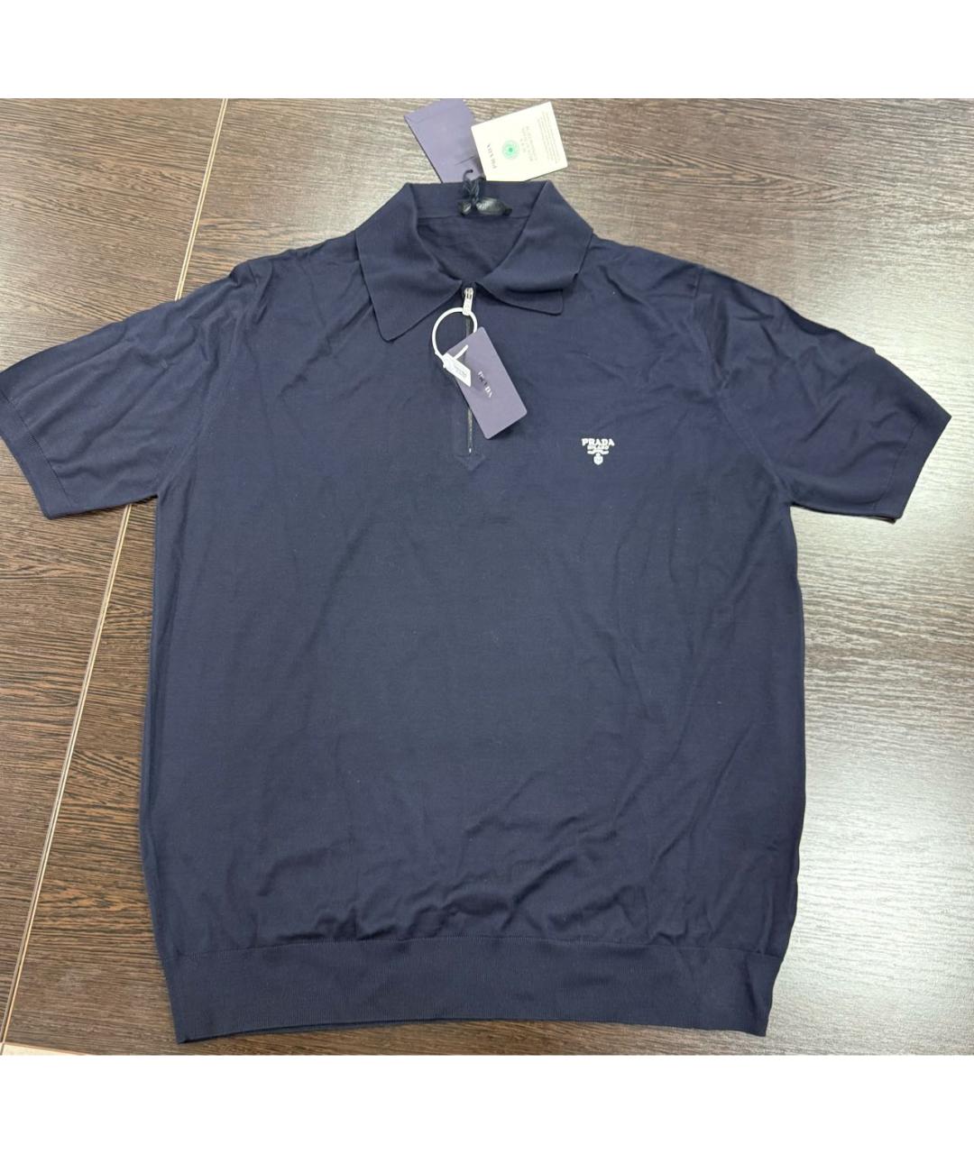 PRADA Темно-синее поло с коротким рукавом, фото 4