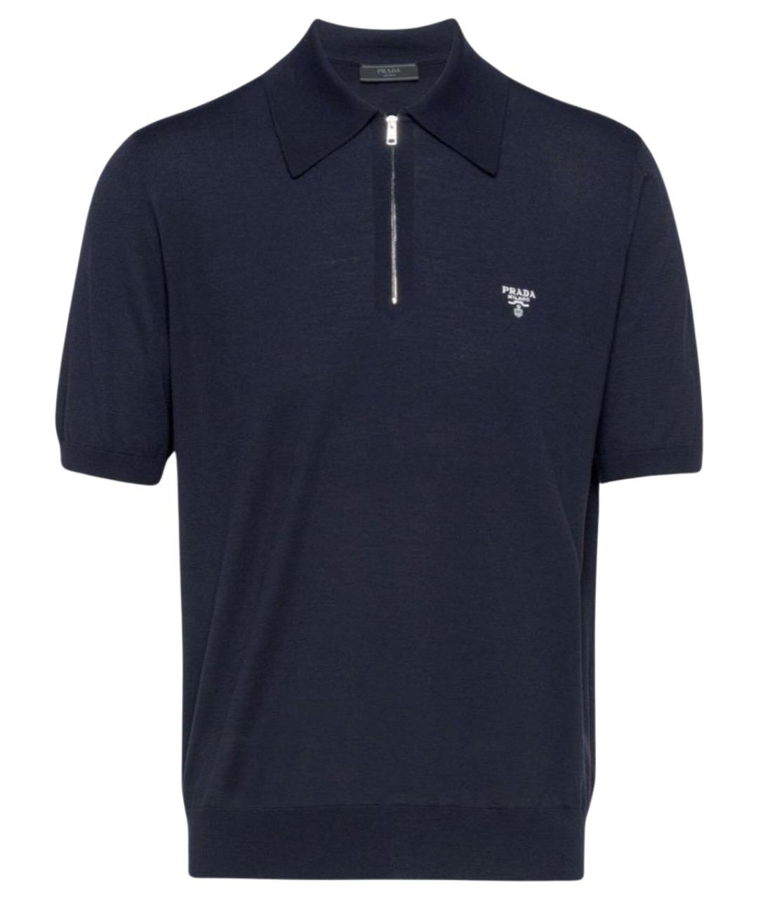 PRADA Темно-синее поло с коротким рукавом, фото 1