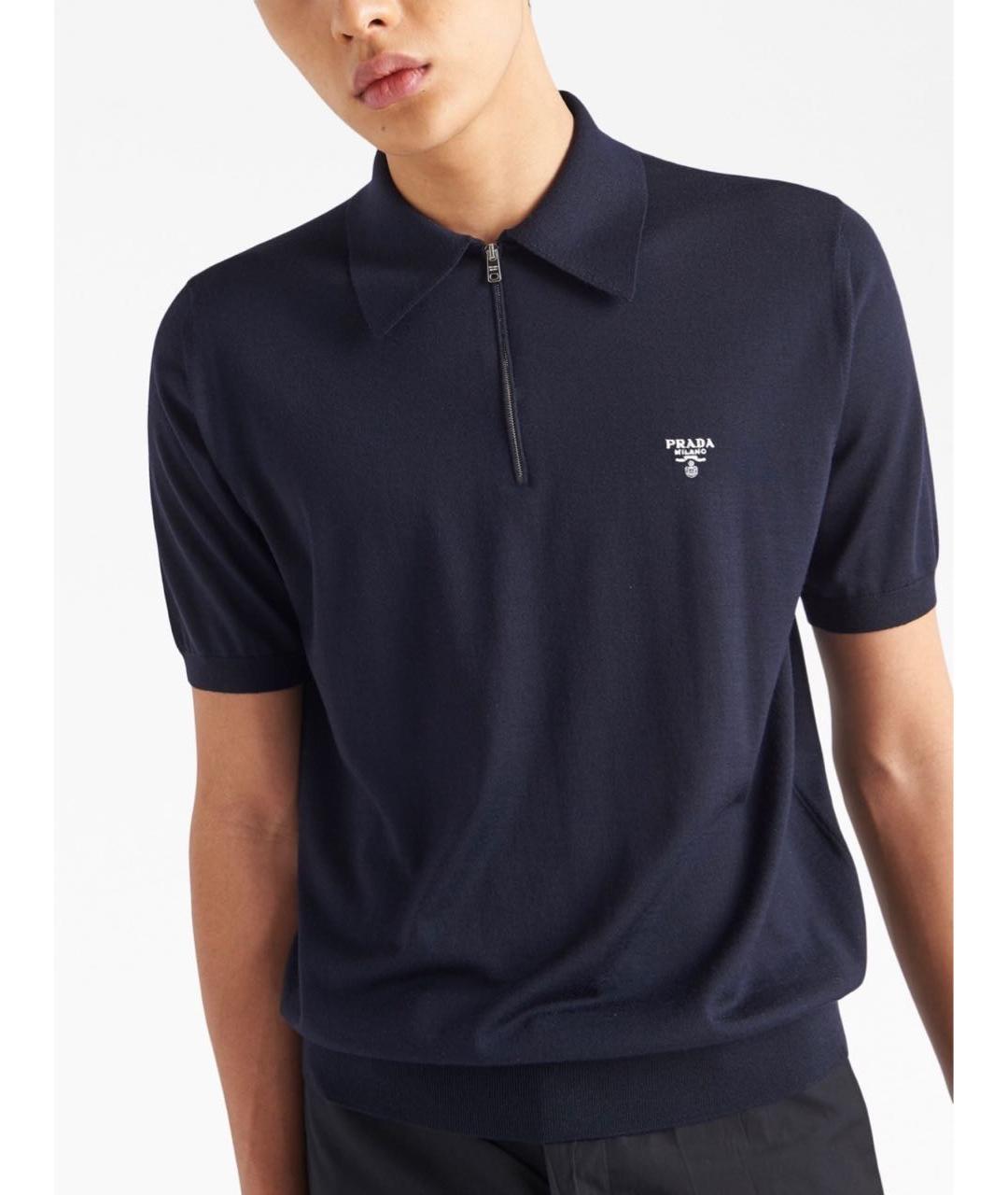 PRADA Темно-синее поло с коротким рукавом, фото 2