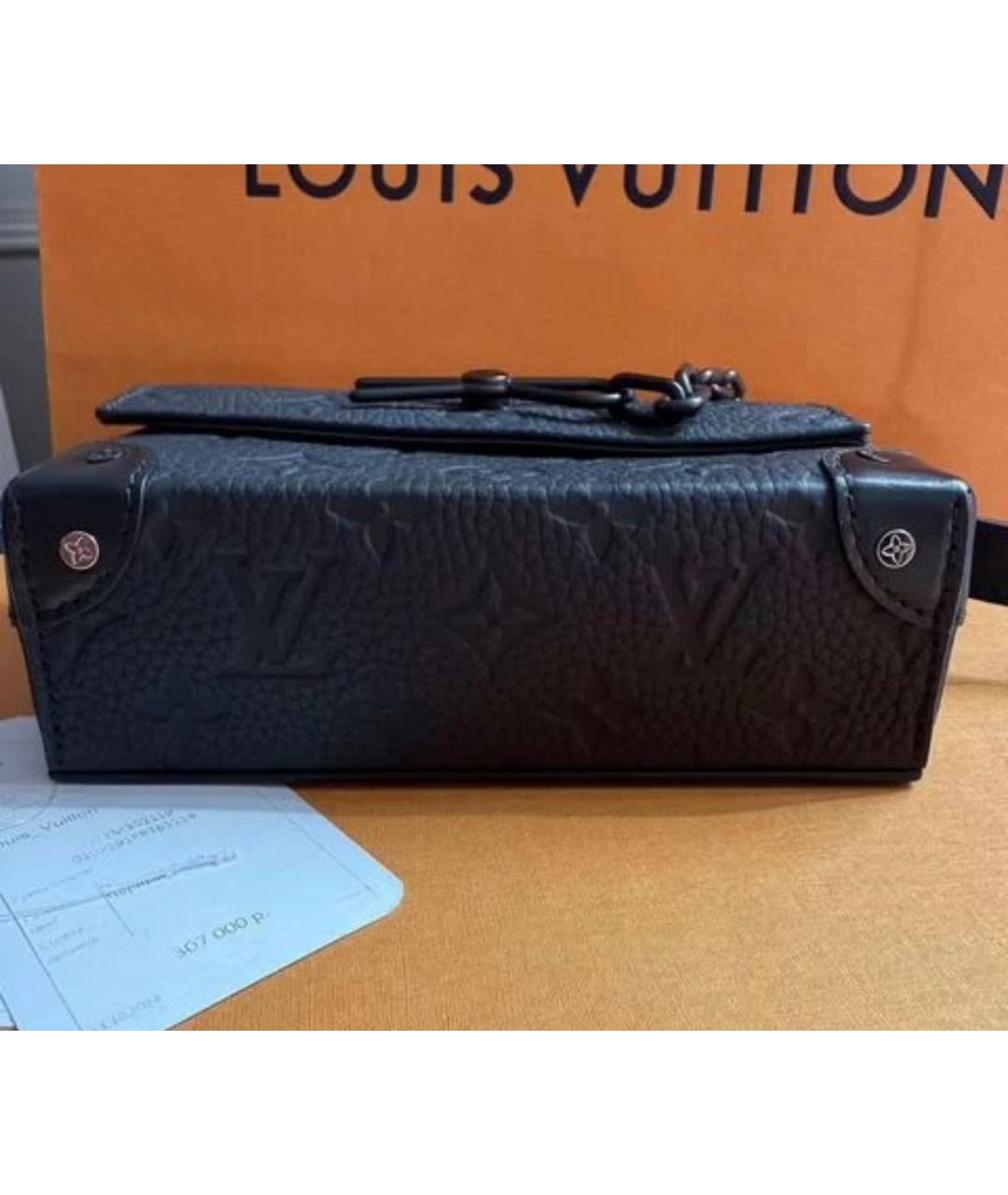 LOUIS VUITTON Черная кожаная сумка через плечо, фото 4