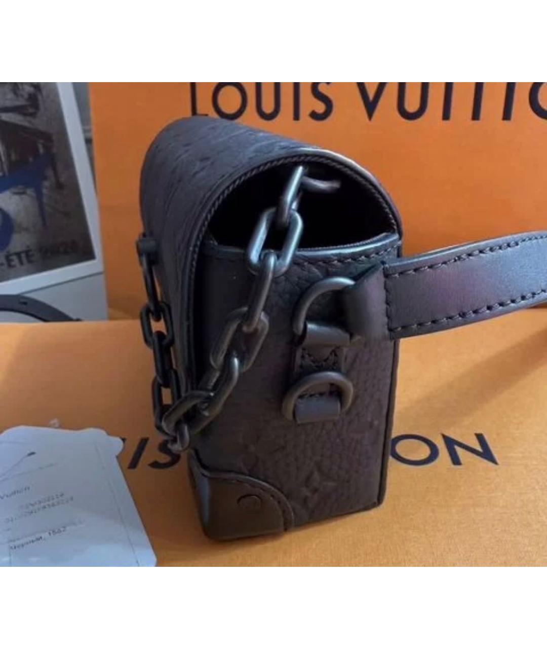 LOUIS VUITTON Черная кожаная сумка через плечо, фото 5