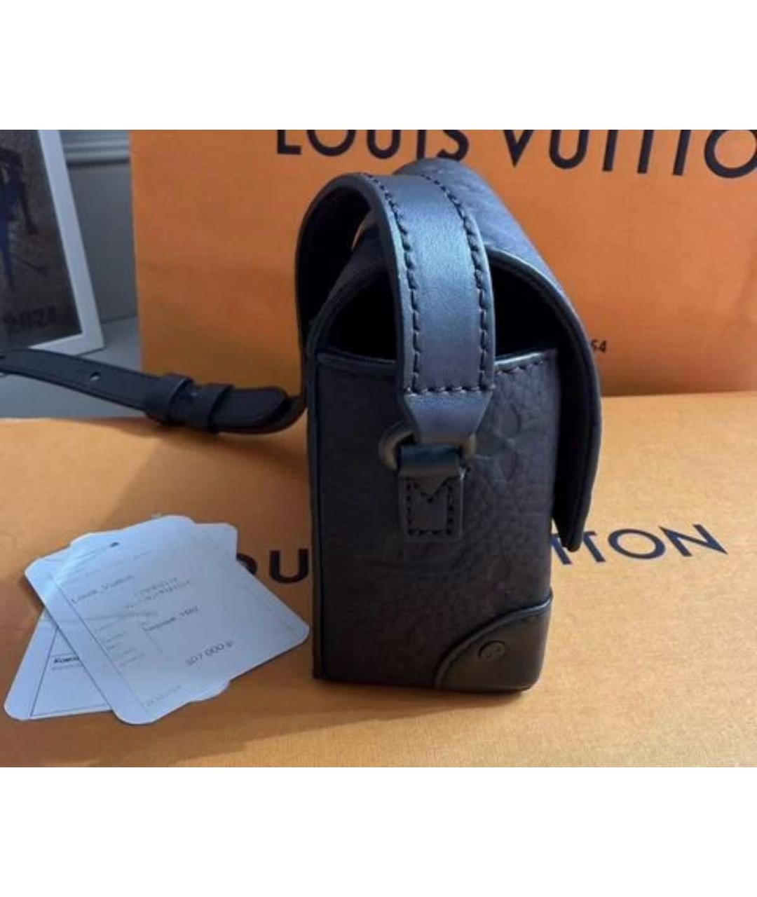 LOUIS VUITTON Черная кожаная сумка через плечо, фото 6