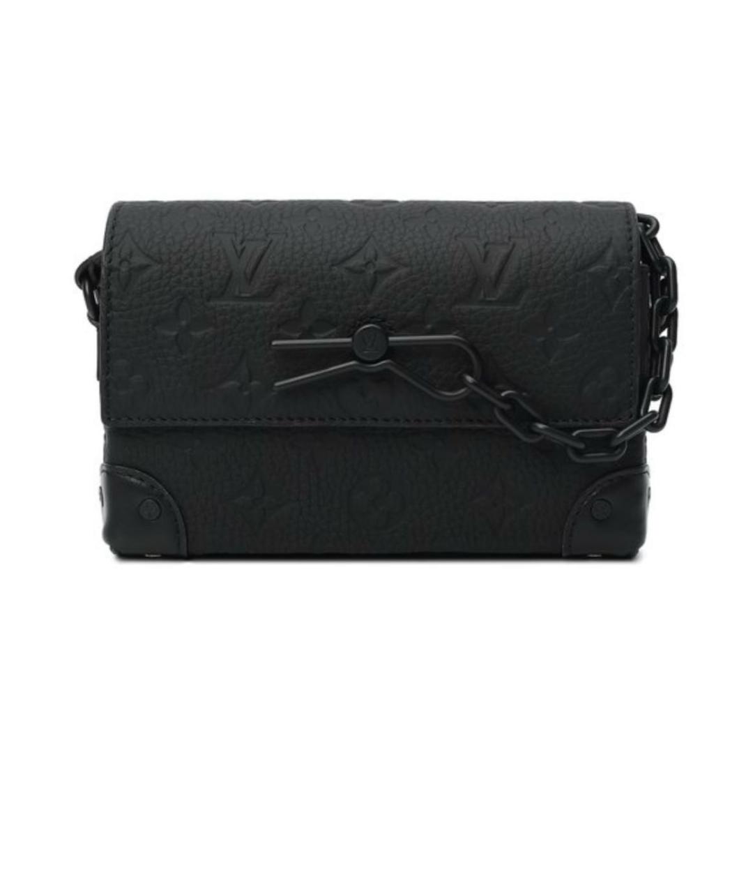 LOUIS VUITTON Черная кожаная сумка через плечо, фото 9