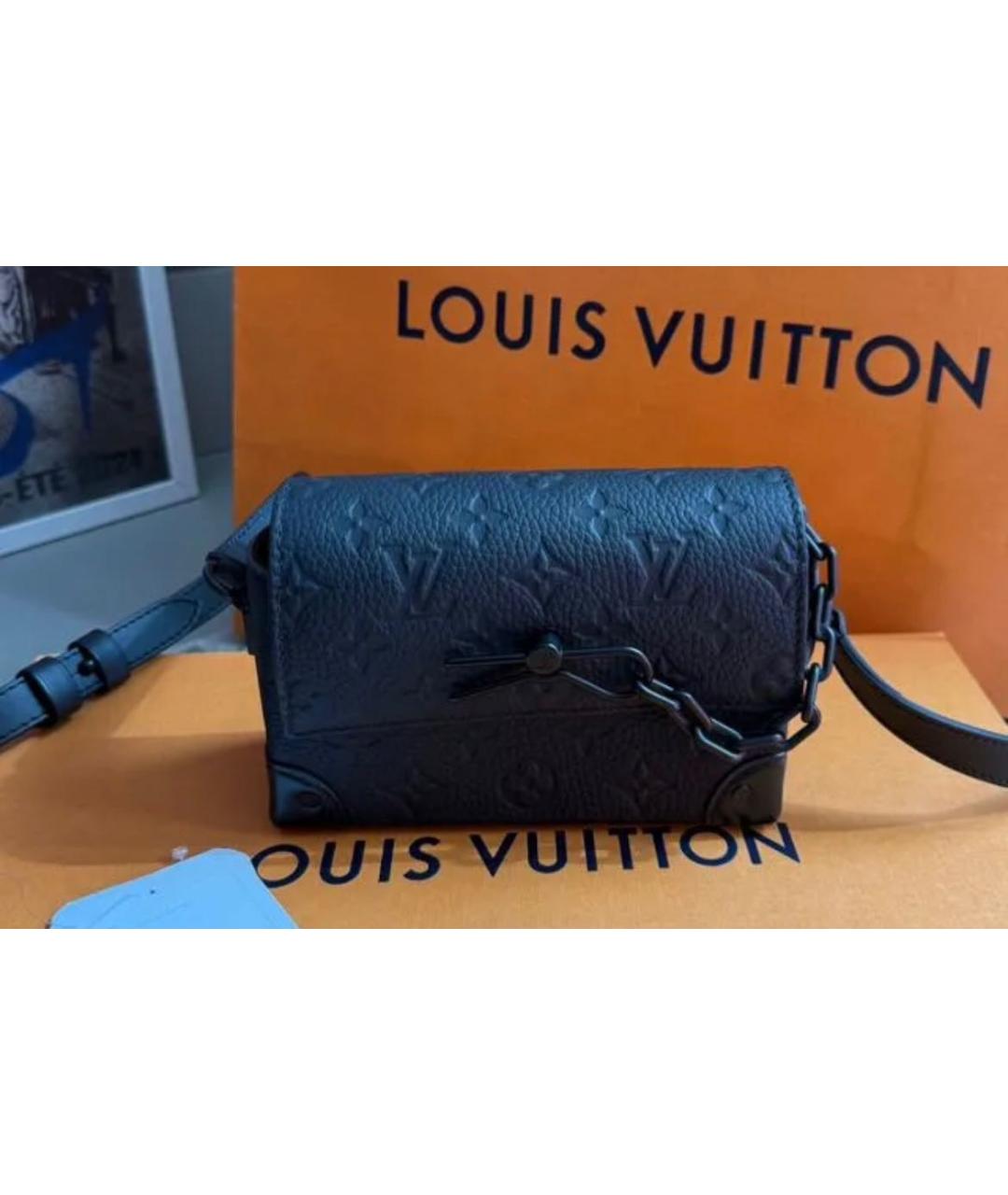 LOUIS VUITTON Черная кожаная сумка через плечо, фото 3