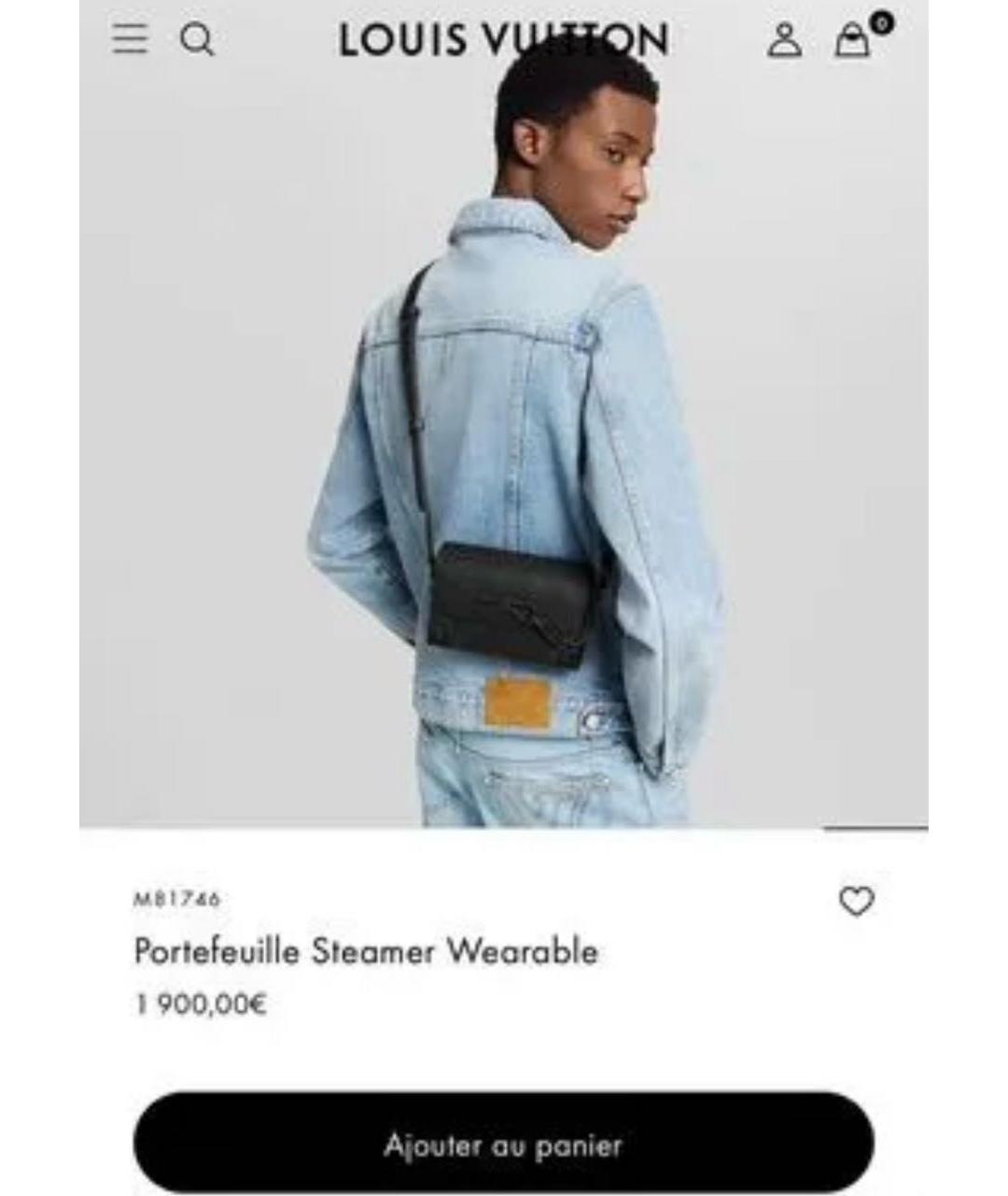 LOUIS VUITTON Черная кожаная сумка через плечо, фото 7