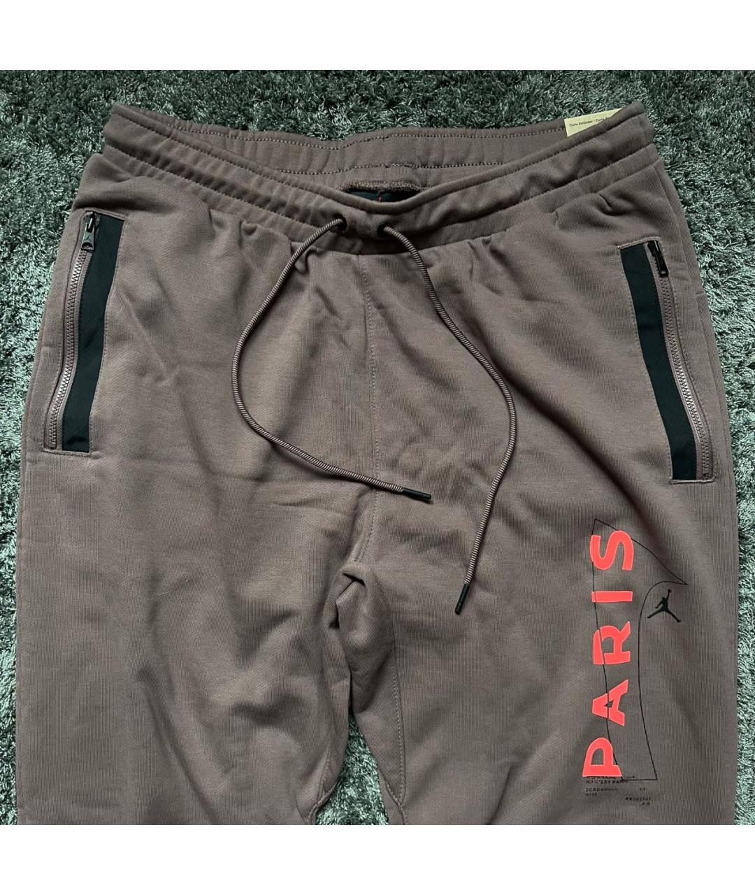 JORDAN Коричневые хлопковые повседневные брюки, фото 2