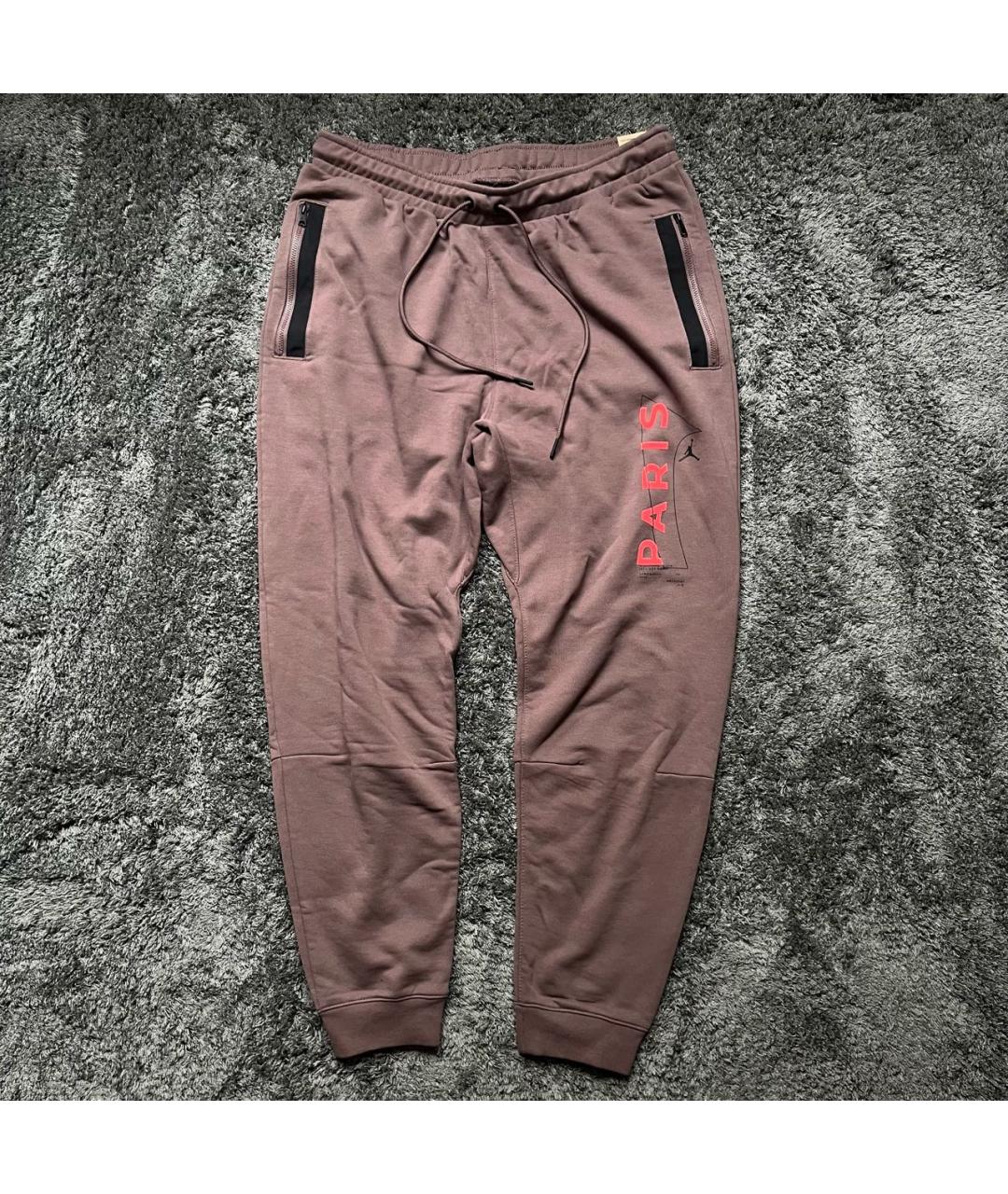 JORDAN Коричневые хлопковые повседневные брюки, фото 7