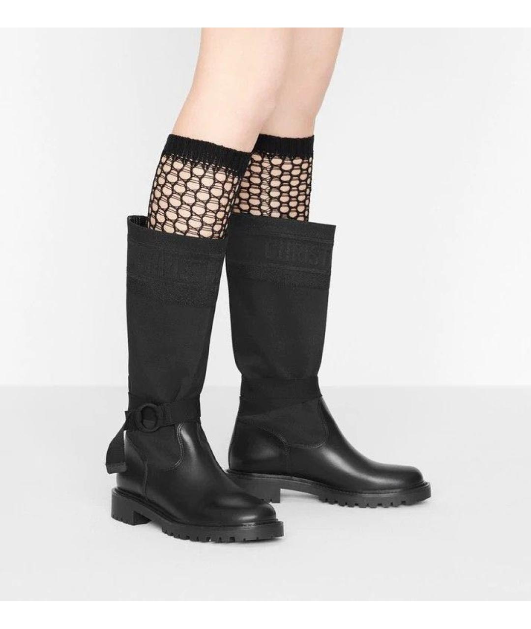 CHRISTIAN DIOR Темно-синие текстильные сапоги, фото 3