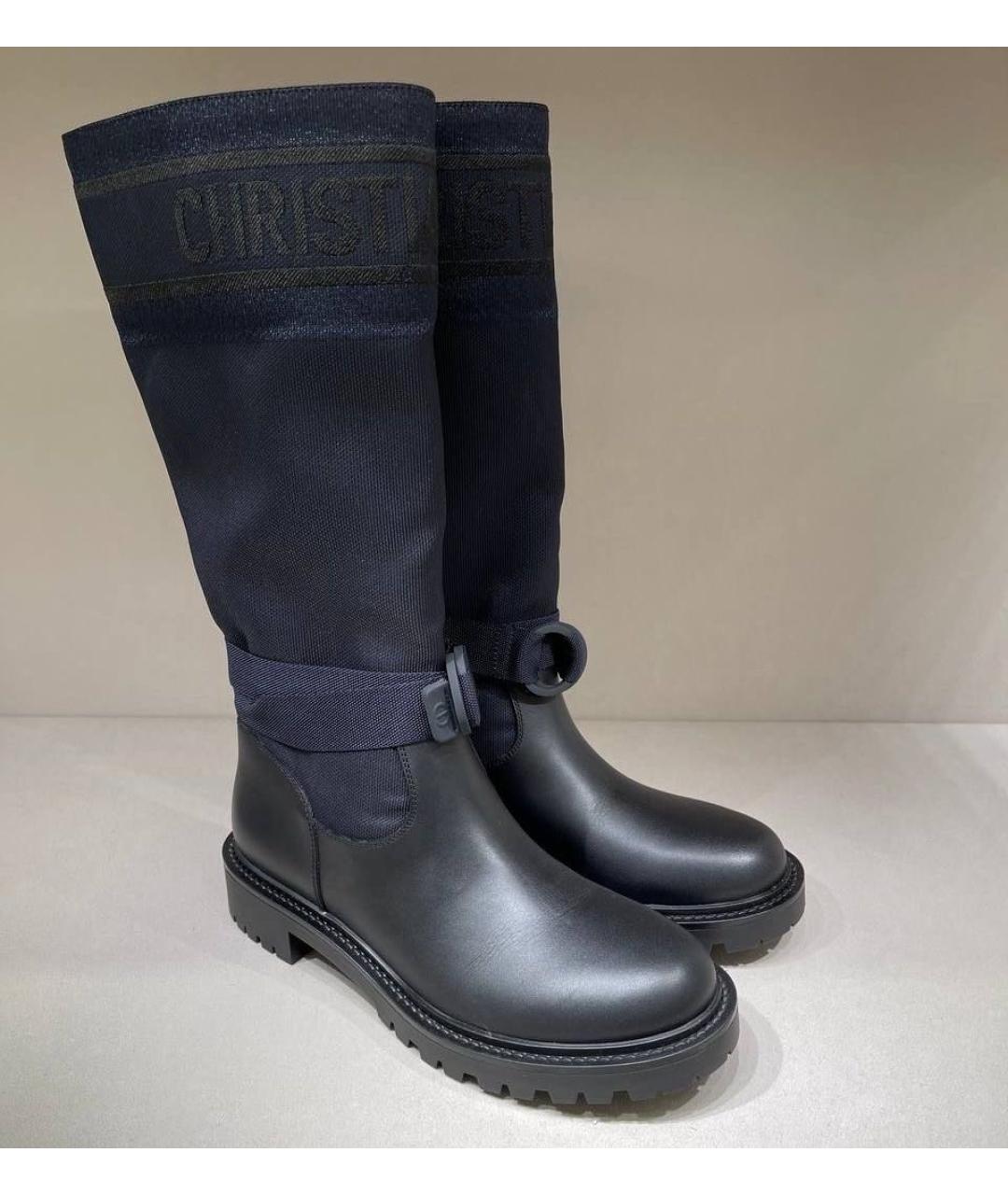 CHRISTIAN DIOR Темно-синие текстильные сапоги, фото 2