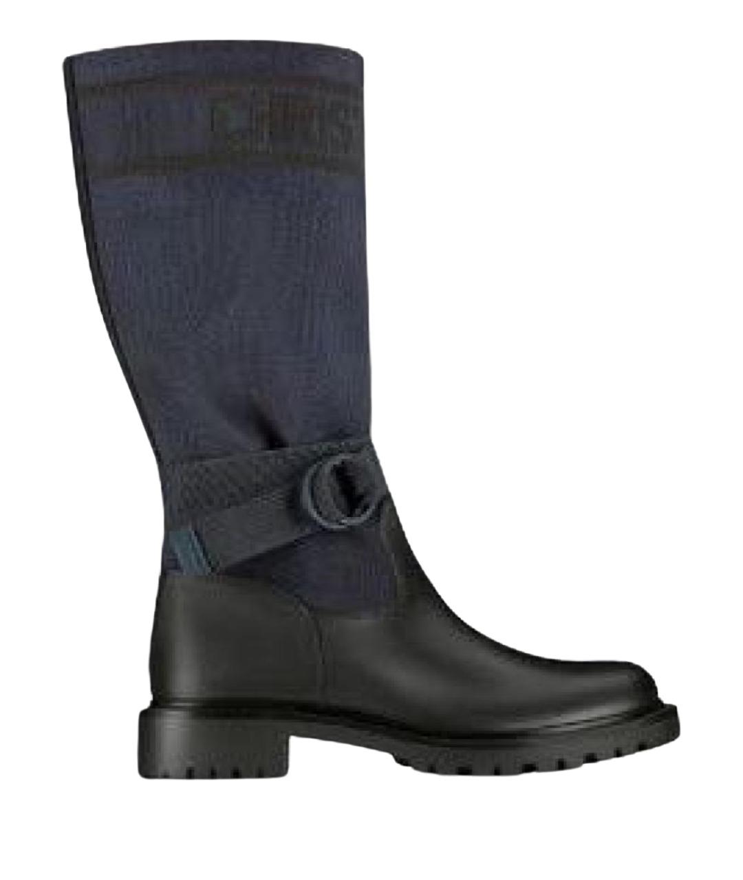 CHRISTIAN DIOR Темно-синие текстильные сапоги, фото 1