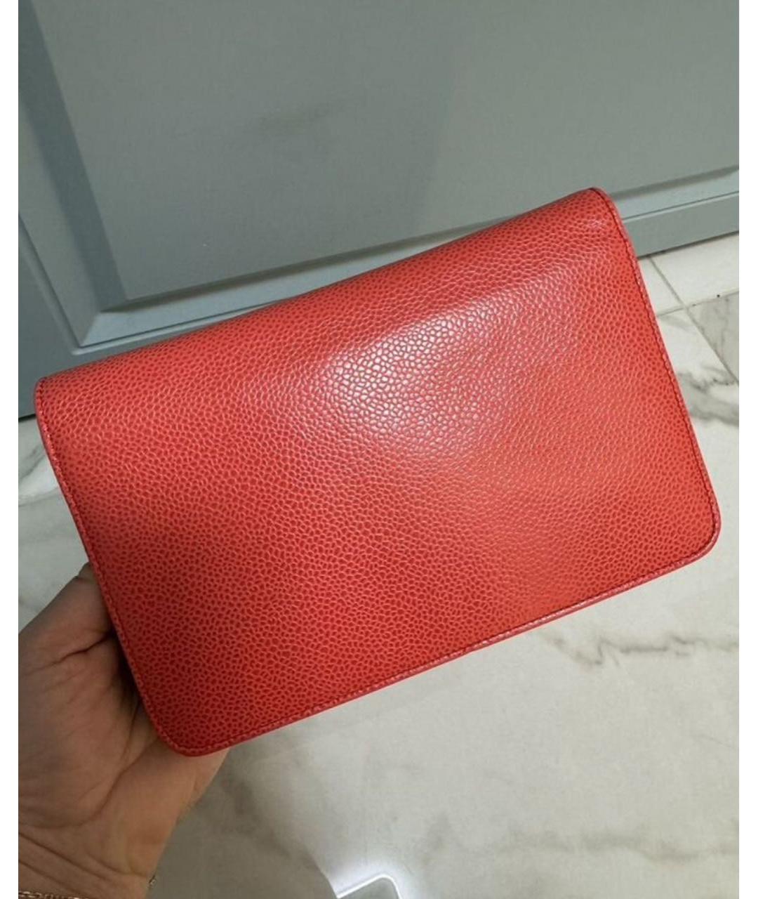 CHANEL Красная кожаная сумка через плечо, фото 4