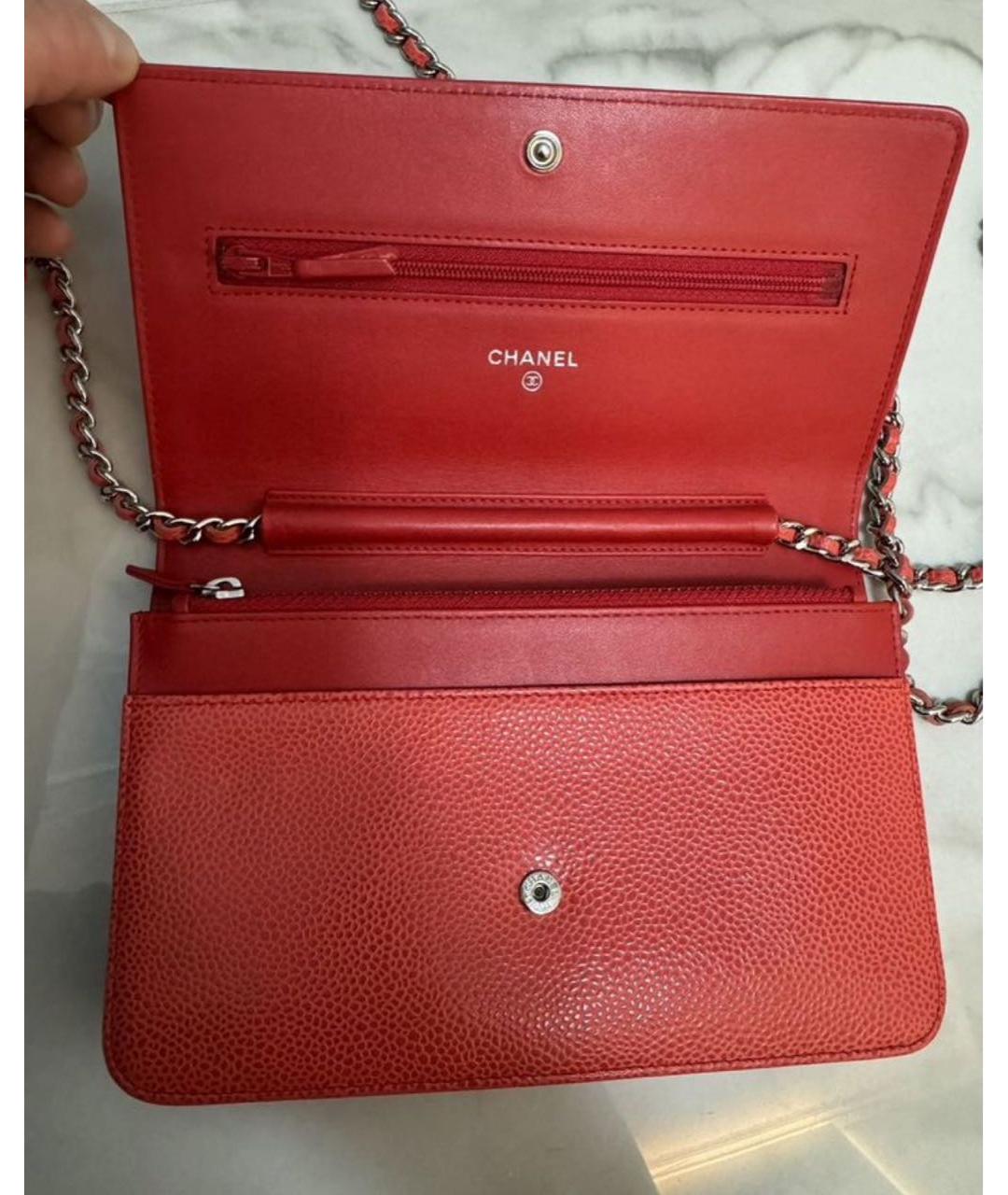 CHANEL Красная кожаная сумка через плечо, фото 5