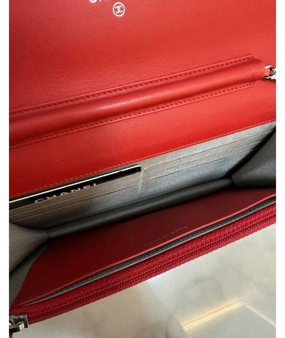 CHANEL Красная кожаная сумка через плечо, фото 6
