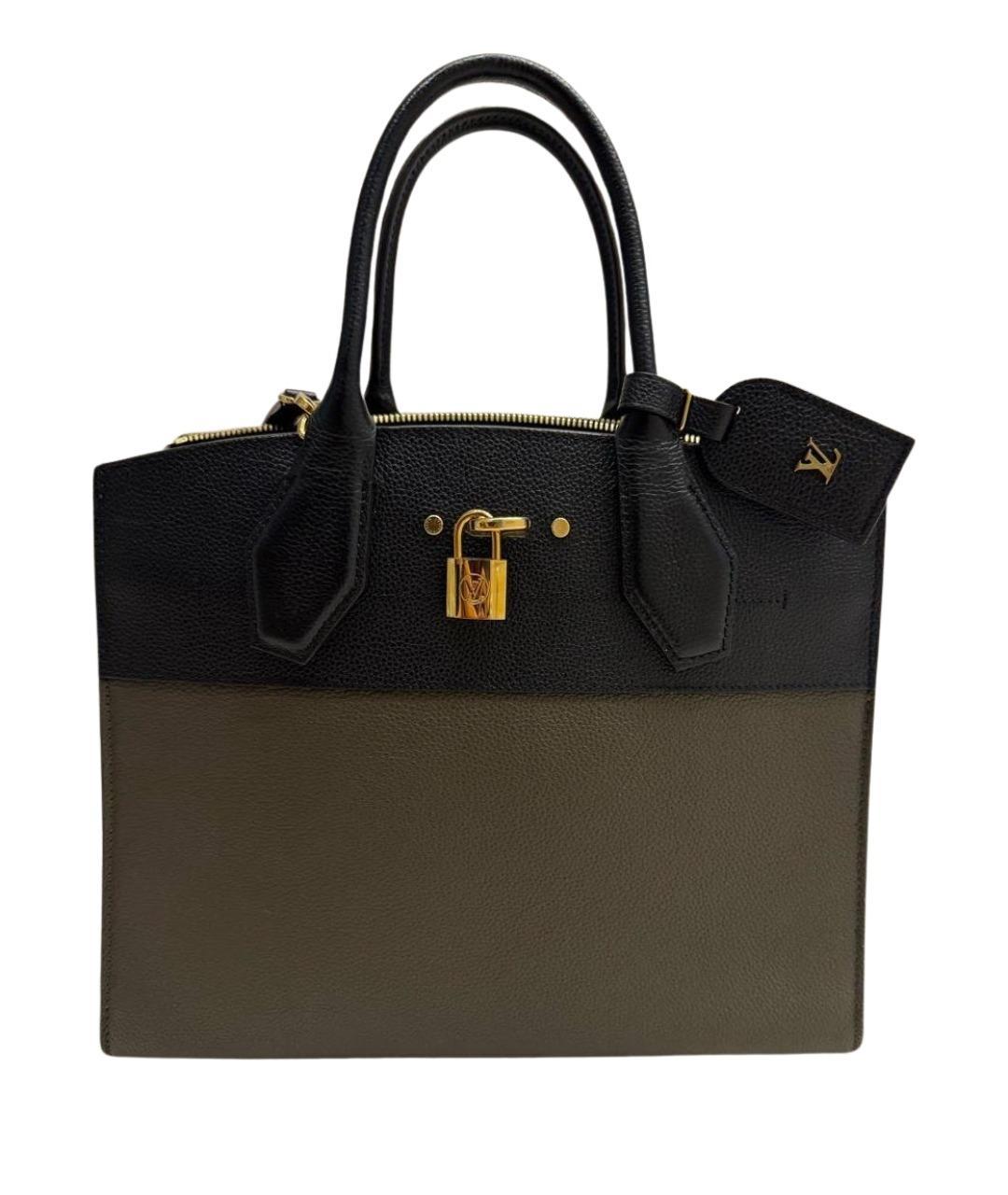 LOUIS VUITTON Хаки кожаная сумка с короткими ручками, фото 1