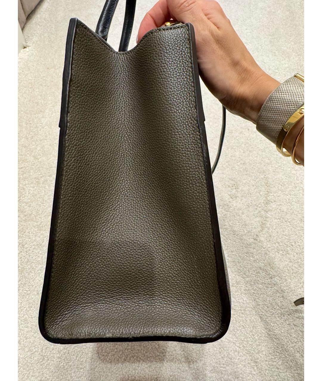 LOUIS VUITTON Хаки кожаная сумка с короткими ручками, фото 5