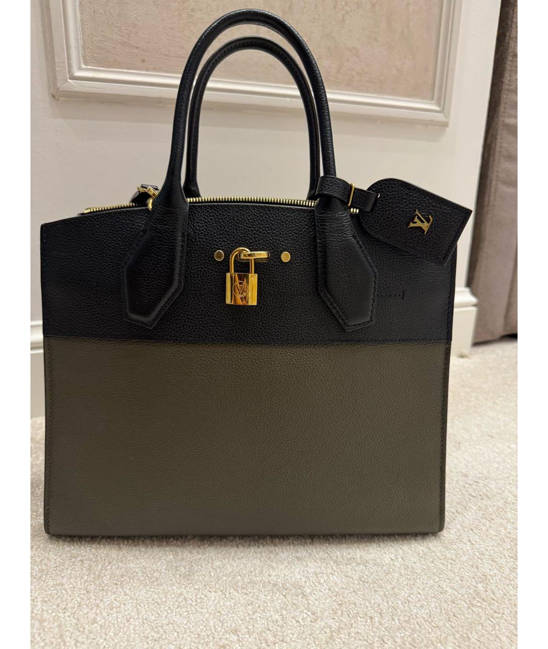 LOUIS VUITTON Хаки кожаная сумка с короткими ручками, фото 8