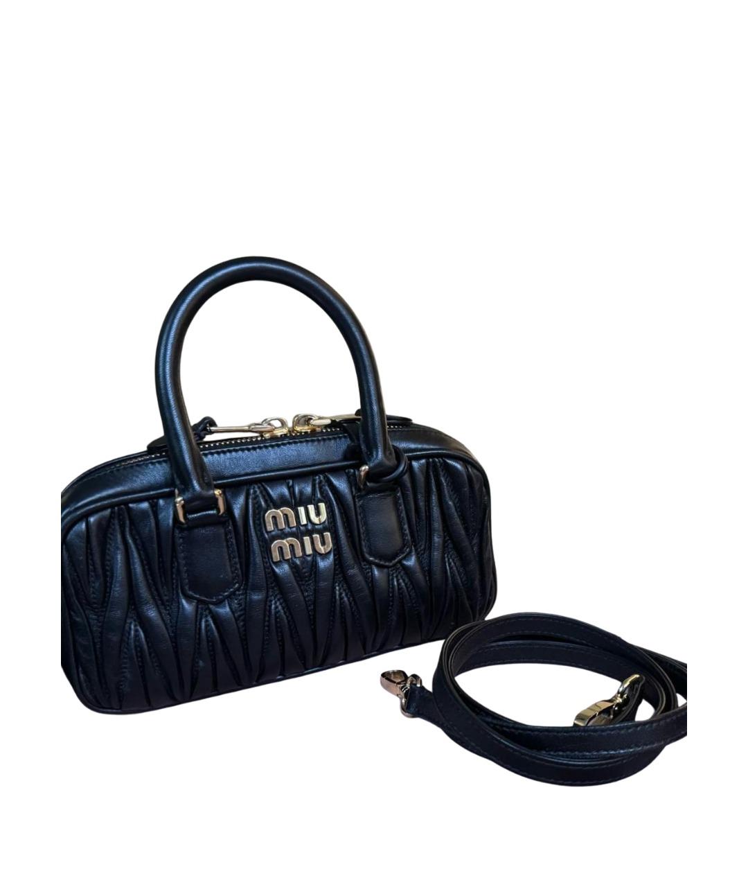 MIU MIU Черная кожаная сумка с короткими ручками, фото 6