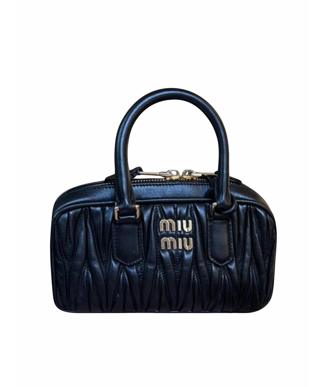 MIU MIU Черная кожаная сумка с короткими ручками, фото 1