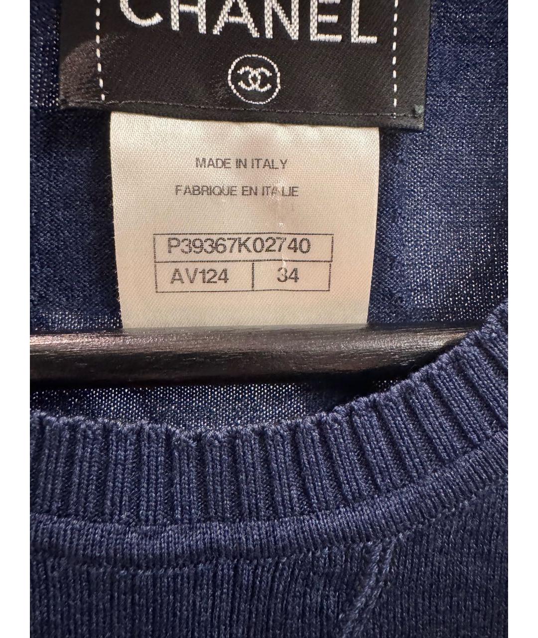 CHANEL Темно-синее шерстяное повседневное платье, фото 3