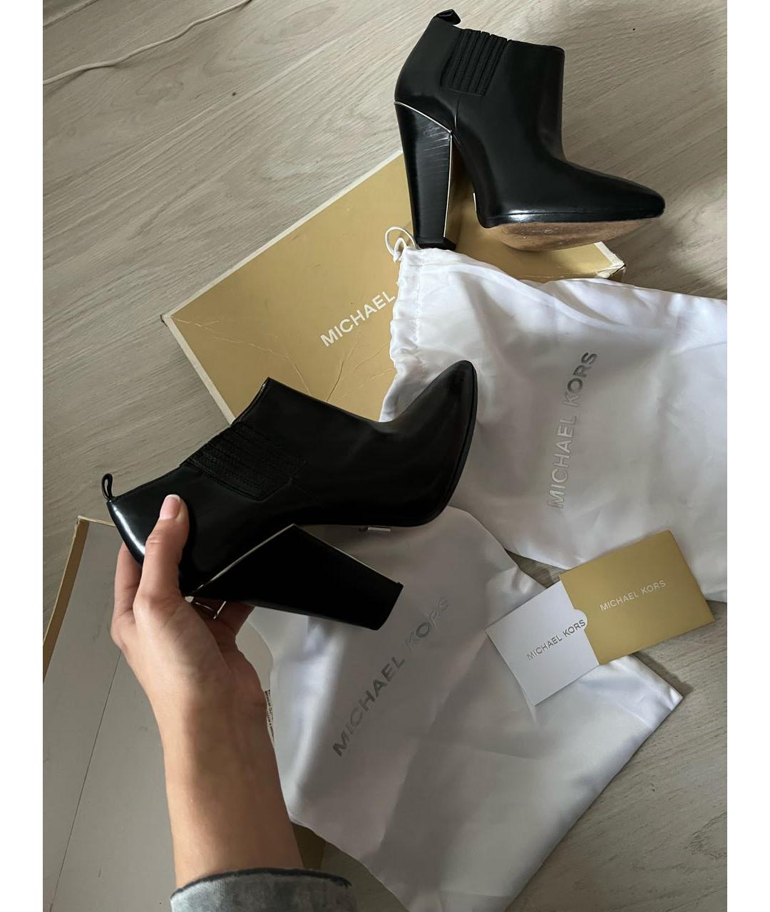 MICHAEL KORS Черные кожаные ботильоны, фото 5