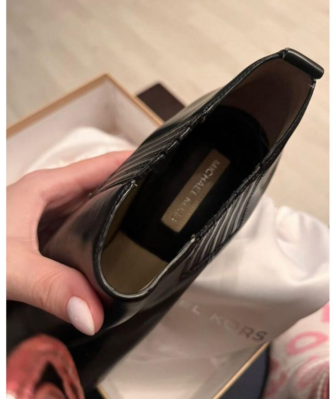 MICHAEL KORS Черные кожаные ботильоны, фото 8