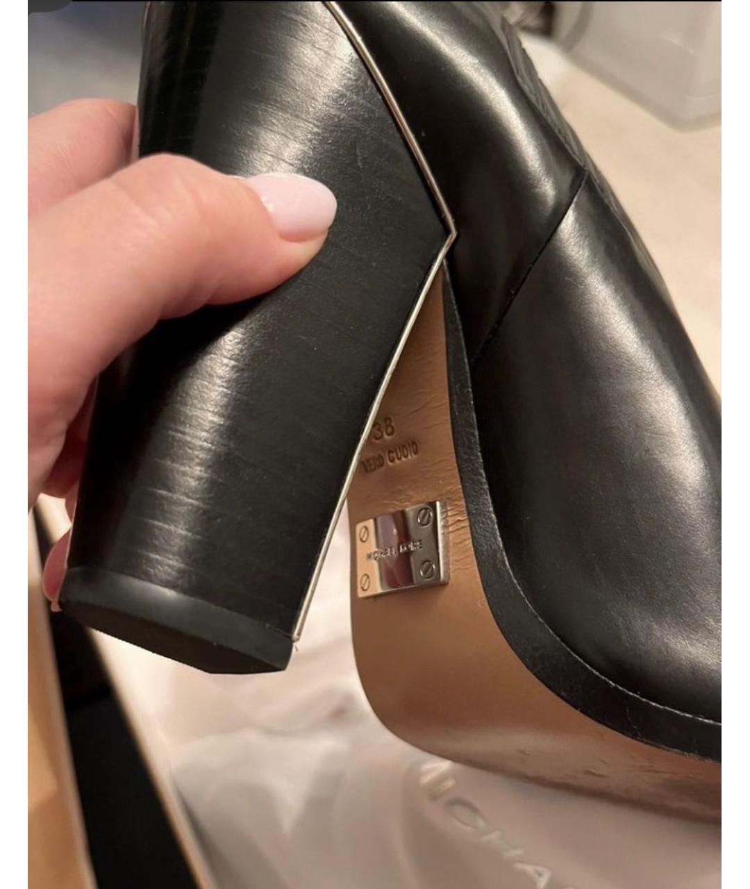 MICHAEL KORS Черные кожаные ботильоны, фото 6