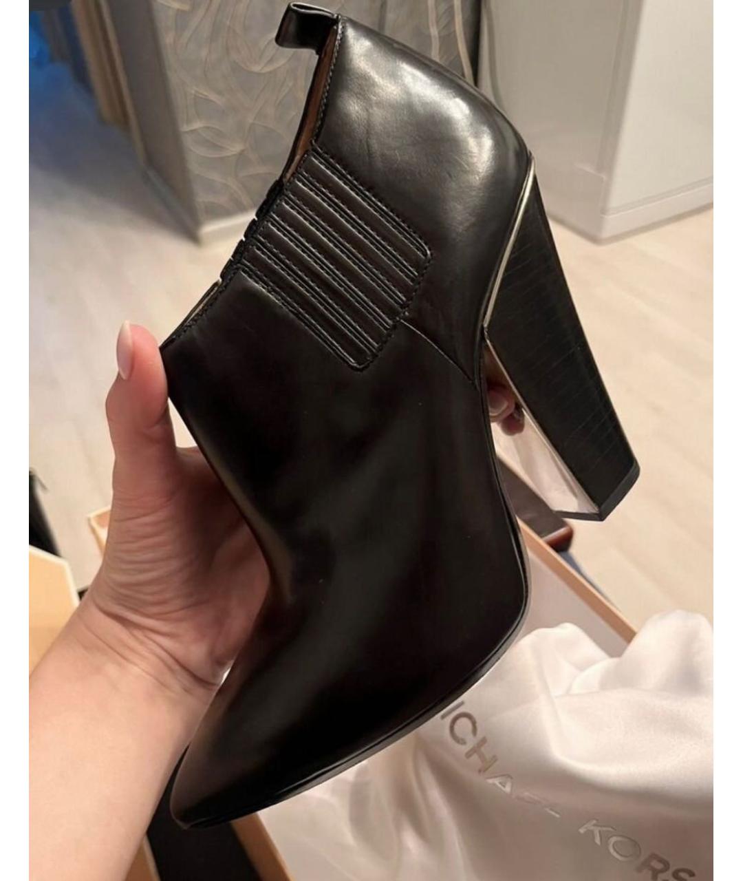 MICHAEL KORS Черные кожаные ботильоны, фото 7